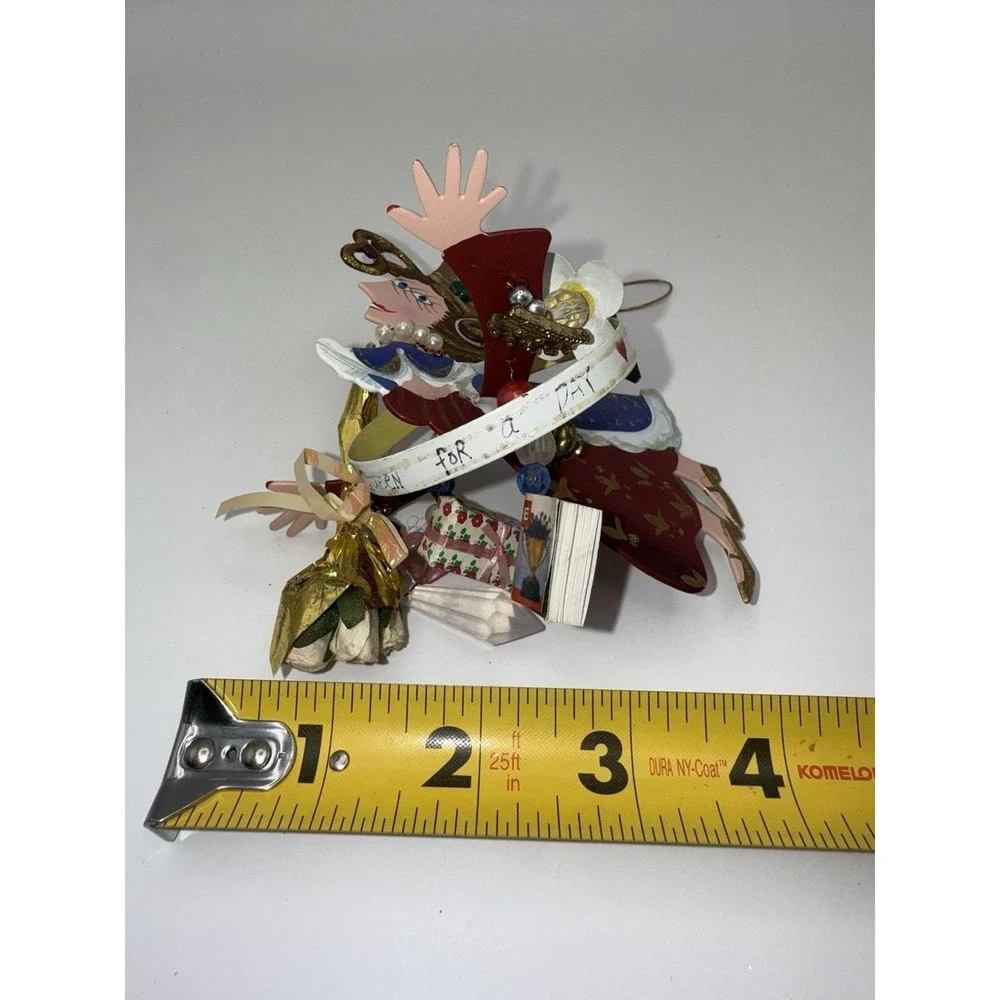 Vintage Kurt Adler Flying Queen Ornament Mixed Media Wood Metal Pearls RARE Y2K‎